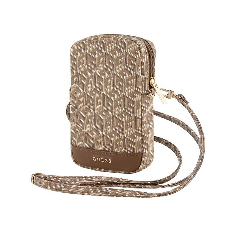 Guess Zip GCube Bottom Stripe telefono krepšys - rudas