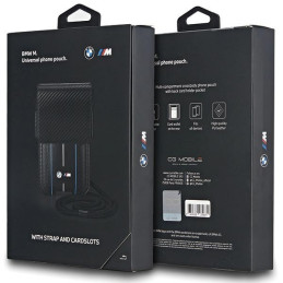 BMW Carbon & Blue Stripe telefono krepšys - juodas