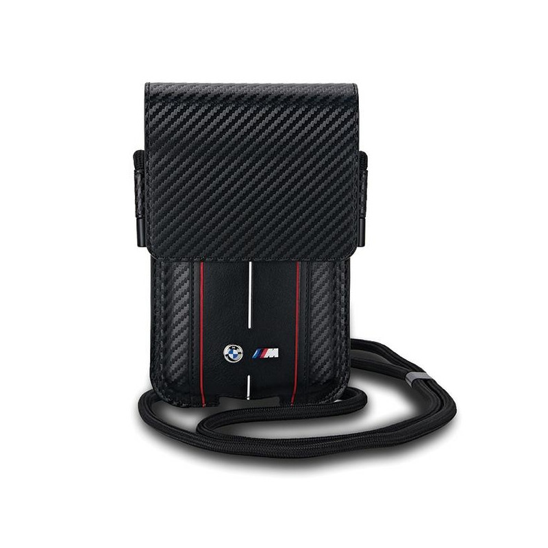 BMW Carbon & Red Stripe telefono krepšys - juodas