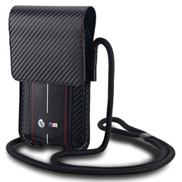 BMW Carbon & Red Stripe telefono krepšys - juodas