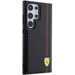 Ferrari Carbon Printed Line dėklas, skirtas Samsung Galaxy S24 Ultra - juodas