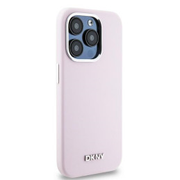 DKNY Liquid Silicone Small Metal Logo MagSafe dėklas iPhone 15 Pro - rožinis