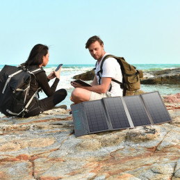 Choetech turistinis USB saulės įkroviklis, USB C 36W QC PD pilka (SC006)