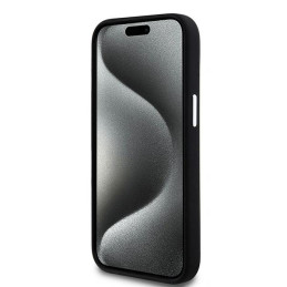DKNY skysto silikono mažas metalinis logotipas MagSafe dėklas, skirtas iPhone 15 Plus / 14 Plus - juodas