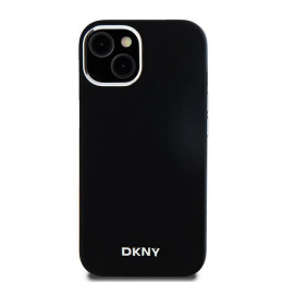 DKNY skysto silikono mažas metalinis logotipas MagSafe dėklas, skirtas iPhone 15/ 14/ 13 – juodas