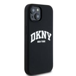 DKNY skysto silikono baltas spausdintas logotipas MagSafe dėklas, skirtas iPhone 15/ 14/ 13 – juodas