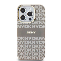 DKNY IML Mono & Stripe MagSafe dėklas iPhone 15 Pro - smėlio spalvos