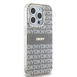 DKNY IML Mono & Stripe MagSafe dėklas iPhone 15 Pro - smėlio spalvos