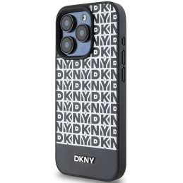DKNY odinis margintas metalinis logotipas MagSafe dėklas, skirtas iPhone 15 Pro – juodas