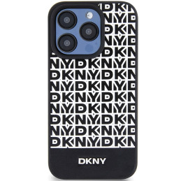 DKNY odinis margintas metalinis logotipas MagSafe dėklas, skirtas iPhone 15 Pro – juodas