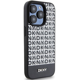 DKNY odinis margintas metalinis logotipas MagSafe dėklas, skirtas iPhone 15 Pro – juodas
