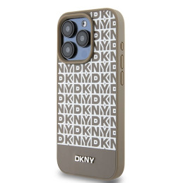 DKNY odinis margintas metalinis logotipas MagSafe dėklas, skirtas iPhone 15 Pro – rudas
