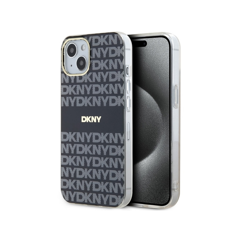 DKNY IML Mono & Stripe MagSafe dėklas, skirtas iPhone 15 Plus / 14 Plus – juodas