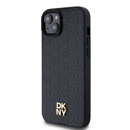 DKNY odinis monogramos raštas metalinis logotipas MagSafe dėklas, skirtas iPhone 15 Plus / 14 Plus - juodas