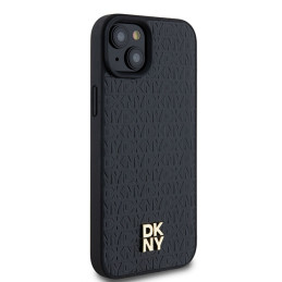 DKNY odinis monogramos raštas metalinis logotipas MagSafe dėklas, skirtas iPhone 15 Plus / 14 Plus - juodas