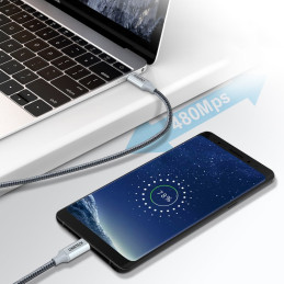 Choetech XCC-1002-GY USB-C – USB-C PD QC kabelis 100W 5A 480Mb/ s 1,8m – pilkas