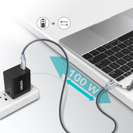 Choetech XCC-1002-GY USB-C – USB-C PD QC kabelis 100W 5A 480Mb/ s 1,8m – pilkas