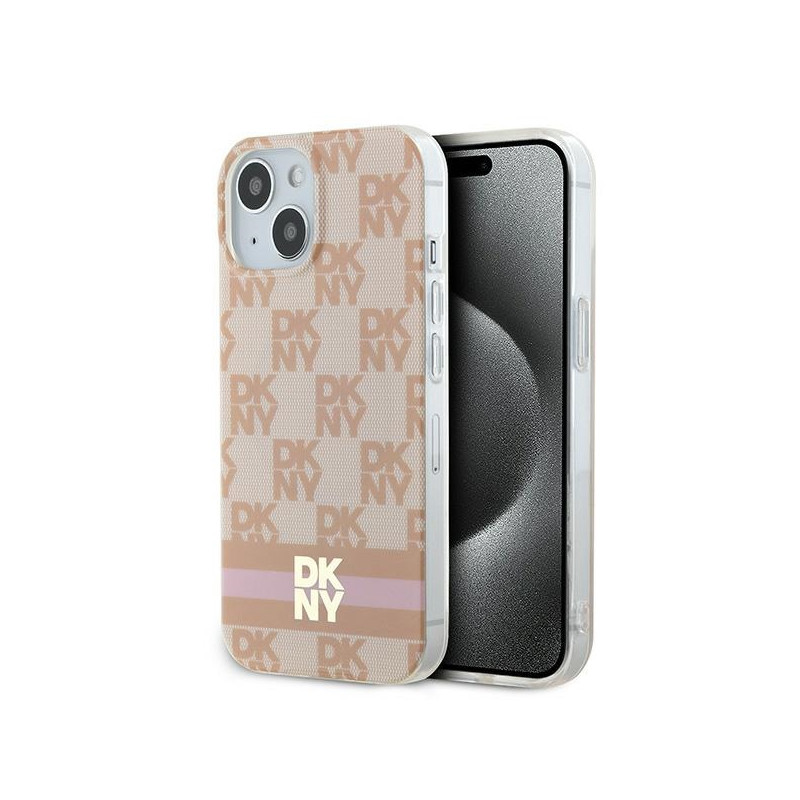 DKNY IML languotas monofoninis raštas ir spausdintos juostelės MagSafe dėklas, skirtas iPhone 15 / 14 / 13 - rožinis