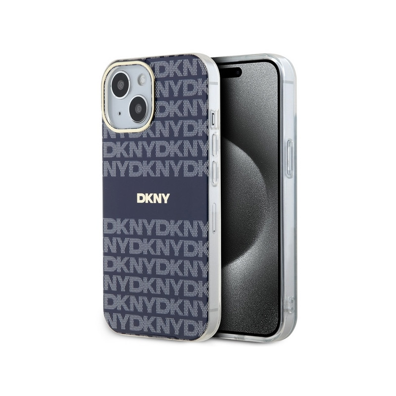 DKNY IML Mono & Stripe MagSafe dėklas, skirtas iPhone 15 / 14 / 13 - mėlynas