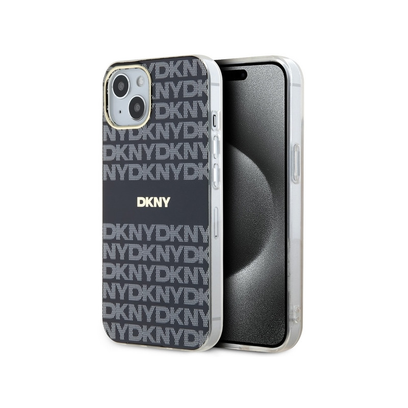 DKNY IML Mono & Stripe MagSafe dėklas, skirtas iPhone 15/ 14/ 13 – juodas