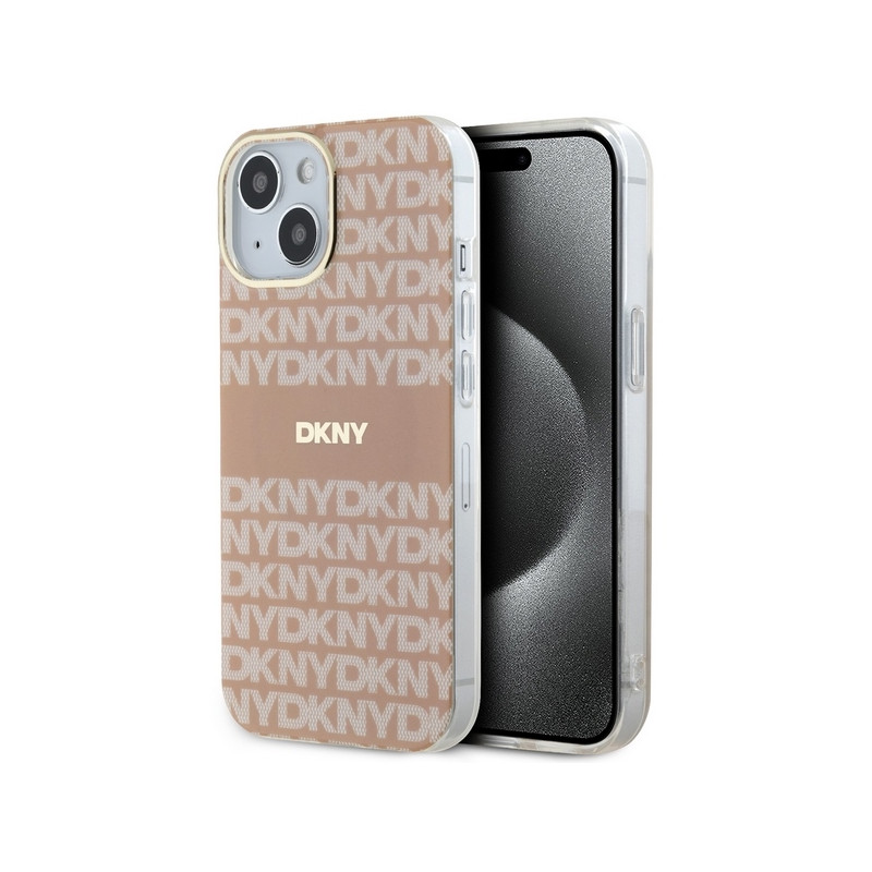 DKNY IML Mono & Stripe MagSafe dėklas, skirtas iPhone 15 / 14 / 13 - rožinis