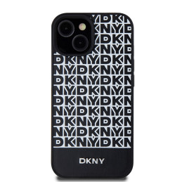 DKNY odinis margintas metalinis logotipas MagSafe dėklas, skirtas iPhone 15/ 14/ 13 – juodas