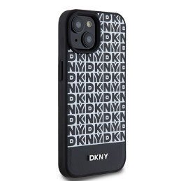 DKNY odinis margintas metalinis logotipas MagSafe dėklas, skirtas iPhone 15/ 14/ 13 – juodas