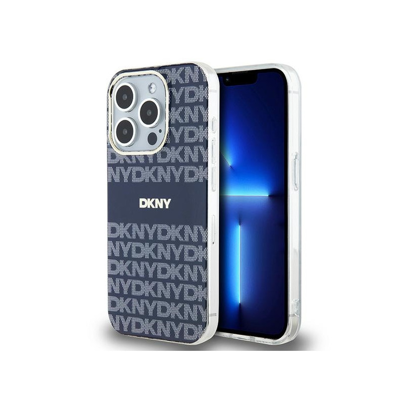 DKNY IML Mono & Stripe MagSafe dėklas, skirtas iPhone 15 Pro Max - mėlynas