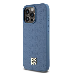 DKNY odinis monogramos raštas metalinis logotipas MagSafe dėklas, skirtas iPhone 15 Pro Max – mėlynas