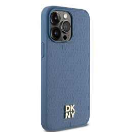 DKNY odinis monogramos raštas metalinis logotipas MagSafe dėklas, skirtas iPhone 15 Pro Max – mėlynas