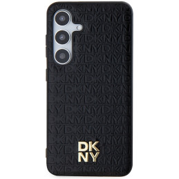 DKNY Leather Pattern Metal Logo MagSafe dėklas Samsung Galaxy S24+ - juodas