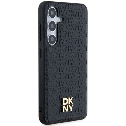 DKNY Leather Pattern Metal Logo MagSafe dėklas Samsung Galaxy S24+ - juodas
