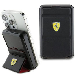 Powerbank Ferrari Metal Logo MagSafe indukcinis 15W 10000 mAh su stovo funkcija - juodas