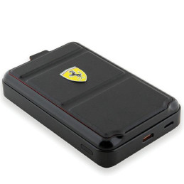 Powerbank Ferrari Metal Logo MagSafe indukcinis 15W 10000 mAh su stovo funkcija - juodas