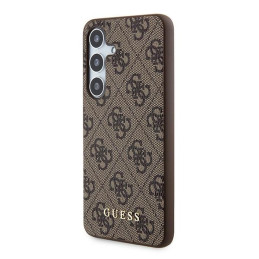 Guess 4G Metal Gold Logo dėklas, skirtas Samsung Galaxy A35 - rudas