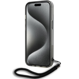 Karl Lagerfeld IML Mono KL Pattern & Cord dėklas, skirtas iPhone 15 / 14 / 13 - juodas