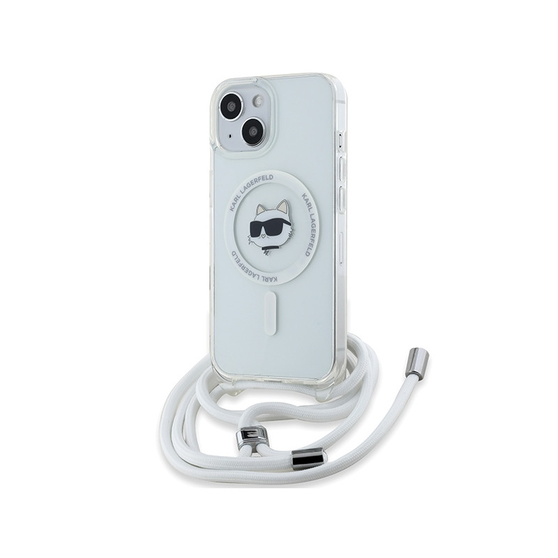 Karl Lagerfeld IML Choupette Head&Cord MagSafe dėklas iPhone 15 / 14 / 13 - skaidrus