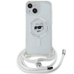 Karl Lagerfeld IML Choupette Head&Cord MagSafe dėklas iPhone 15 / 14 / 13 - skaidrus