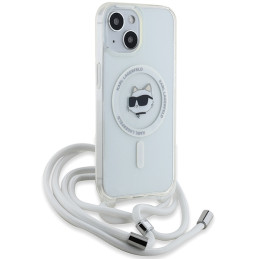 Karl Lagerfeld IML Choupette Head&Cord MagSafe dėklas iPhone 15 / 14 / 13 - skaidrus