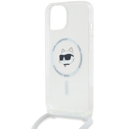 Karl Lagerfeld IML Choupette Head&Cord MagSafe dėklas iPhone 15 / 14 / 13 - skaidrus