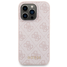Guess 4G Metal Logo dėklo rinkinys, skirtas iPhone 14 Pro + 5000mAh MagSafe maitinimo blokas - rožinė