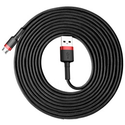Baseus Cafule Cable patvarus nailono kabelis USB / mikro USB laidas 2A 3M juoda ir raudona (CAMKLF-H91)