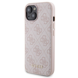 Guess 4G Metal Logo dėklo rinkinys iPhone 15 + 5000mAh MagSafe maitinimo blokui - rožinė