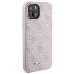 Guess 4G Metal Logo dėklo rinkinys iPhone 15 + 5000mAh MagSafe maitinimo blokui - rožinė