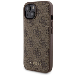 Guess 4G Metal Logo dėklo rinkinys iPhone 15 + 5000mAh MagSafe maitinimo blokui - ruda