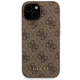 Guess 4G Metal Logo dėklo rinkinys iPhone 15 + 5000mAh MagSafe maitinimo blokui - ruda