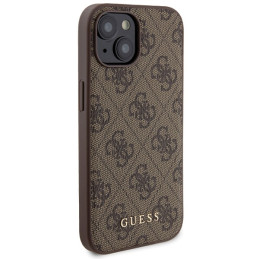 Guess 4G Metal Logo dėklo rinkinys iPhone 15 + 5000mAh MagSafe maitinimo blokui - ruda