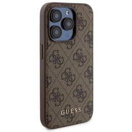 Guess 4G Metal Logo dėklo rinkinys iPhone 15 Pro Max + 5000mAh MagSafe maitinimo blokas - ruda