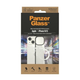 PanzerGlass ClearCase dėklas su MagSafe antibakteriniu poveikiu iPhone 14/ 15/ 13 - skaidrus ir juodas