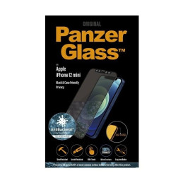 PanzerGlass E2E Super+ Microfracture antibakterinis grūdintas stiklas skirtas iPhone 12 mini - su juodu rėmeliu